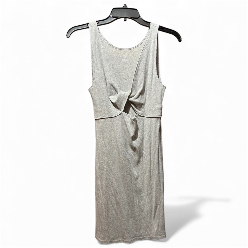 NWOT Aerie Ribbed Gray Sleeveless Dress with Twist-front Detail
